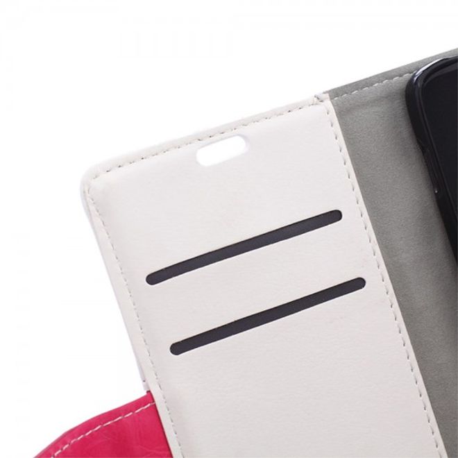 Alcatel One Touch Idol 3 4.7 Zweifarbiges Crazy Horse Leder Case - weiss