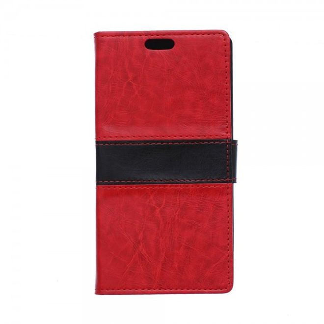 Alcatel One Touch Idol 3 4.7 Zweifarbiges Crazy Horse Leder Case - rot