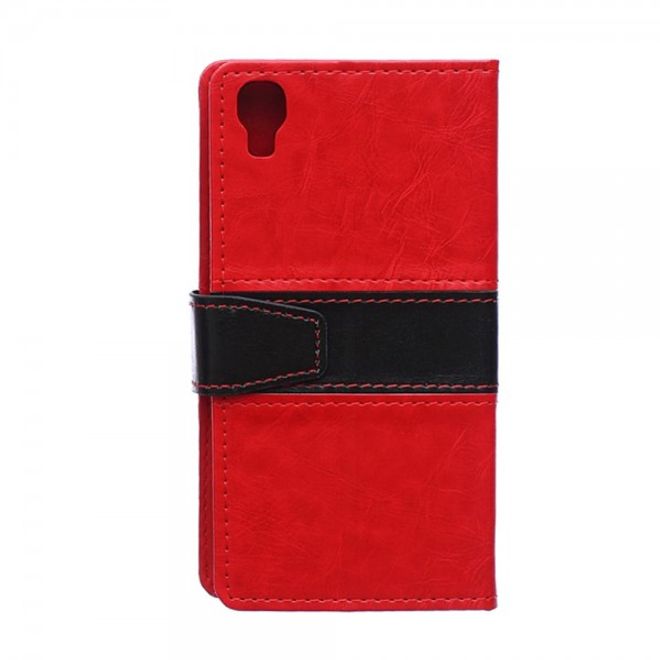 Alcatel One Touch Idol 3 4.7 Zweifarbiges Crazy Horse Leder Case - rot