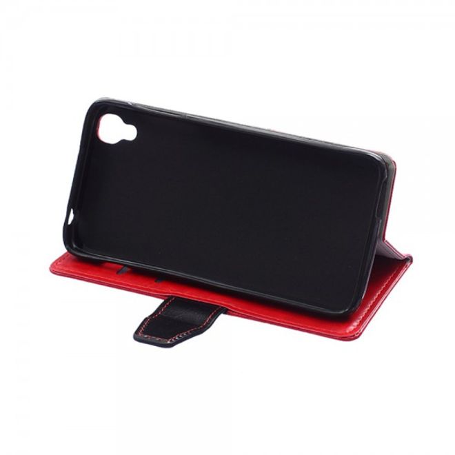 Alcatel One Touch Idol 3 4.7 Zweifarbiges Crazy Horse Leder Case - rot