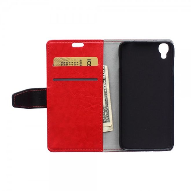 Alcatel One Touch Idol 3 4.7 Zweifarbiges Crazy Horse Leder Case - rot