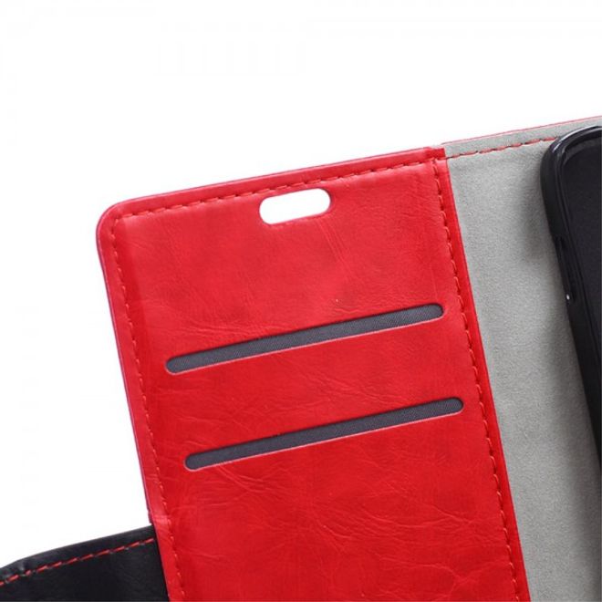 Alcatel One Touch Idol 3 4.7 Zweifarbiges Crazy Horse Leder Case - rot