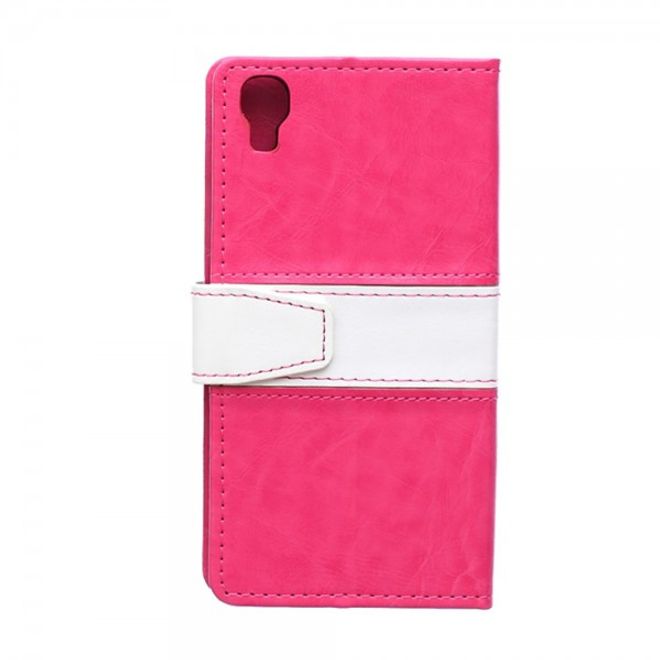 Alcatel One Touch Idol 3 4.7 Zweifarbiges Crazy Horse Leder Case - rosa