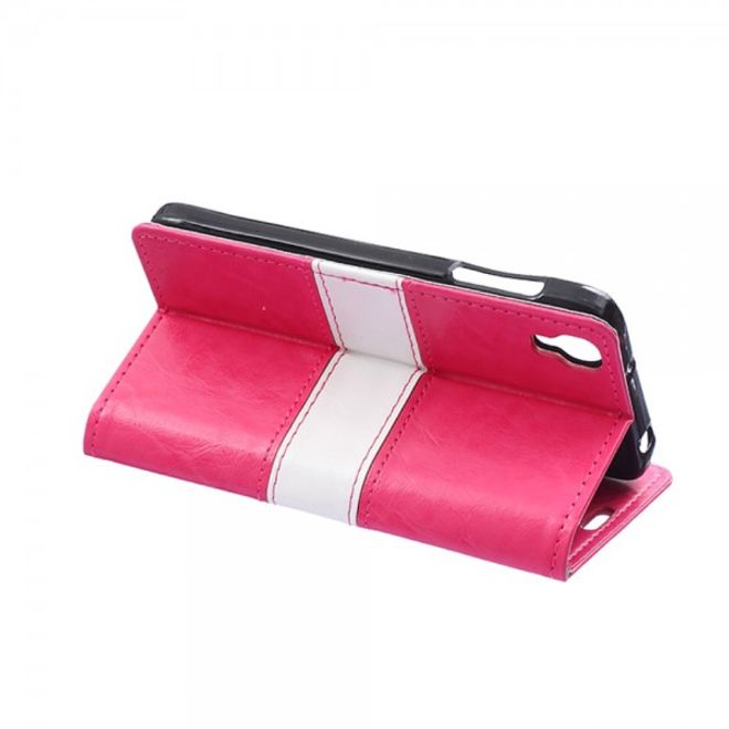 Alcatel One Touch Idol 3 4.7 Zweifarbiges Crazy Horse Leder Case - rosa