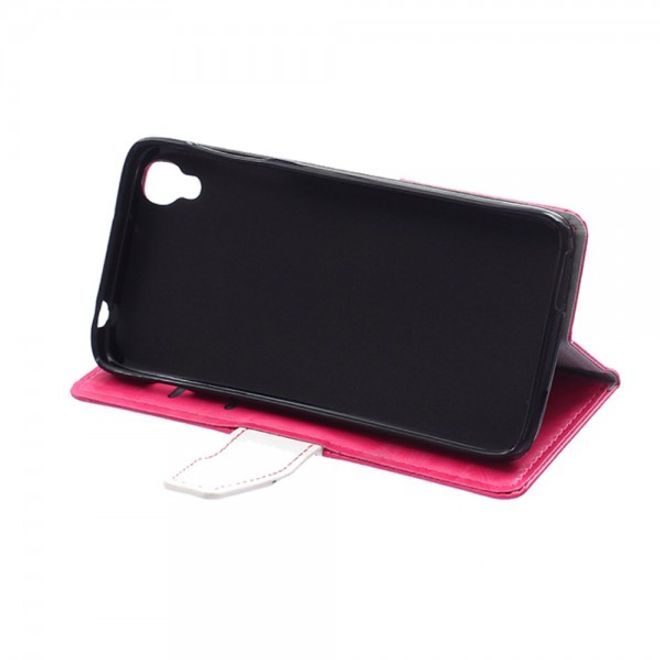Alcatel One Touch Idol 3 4.7 Zweifarbiges Crazy Horse Leder Case - rosa