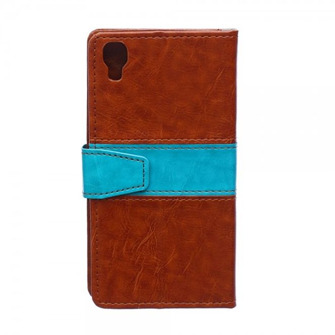 Alcatel One Touch Idol 3 4.7 Zweifarbiges Crazy Horse Leder Case - braun