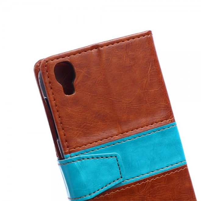 Alcatel One Touch Idol 3 4.7 Zweifarbiges Crazy Horse Leder Case - braun