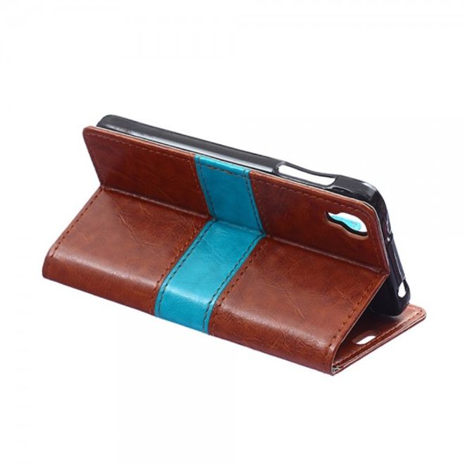 Alcatel One Touch Idol 3 4.7 Zweifarbiges Crazy Horse Leder Case - braun