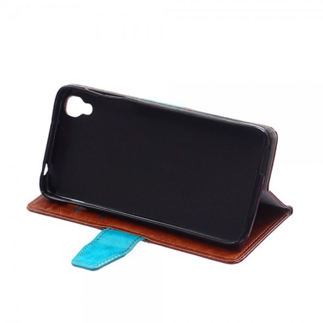 Alcatel One Touch Idol 3 4.7 Zweifarbiges Crazy Horse Leder Case - braun