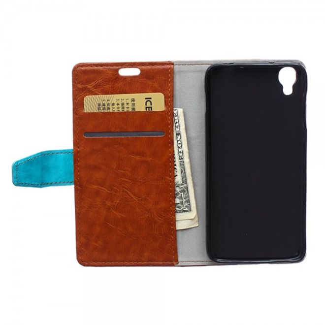 Alcatel One Touch Idol 3 4.7 Zweifarbiges Crazy Horse Leder Case - braun