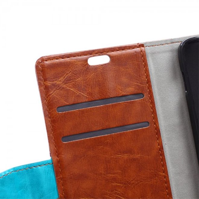 Alcatel One Touch Idol 3 4.7 Zweifarbiges Crazy Horse Leder Case - braun