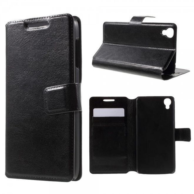 Alcatel One Touch Idol 3 4.7 Klassisches Leder Case mit Standfunktion - schwarz