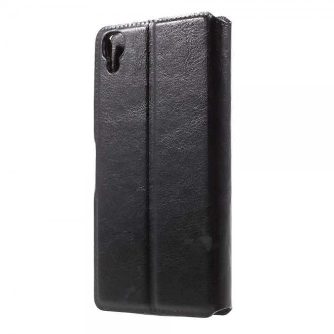 Alcatel One Touch Idol 3 4.7 Klassisches Leder Case mit Standfunktion - schwarz