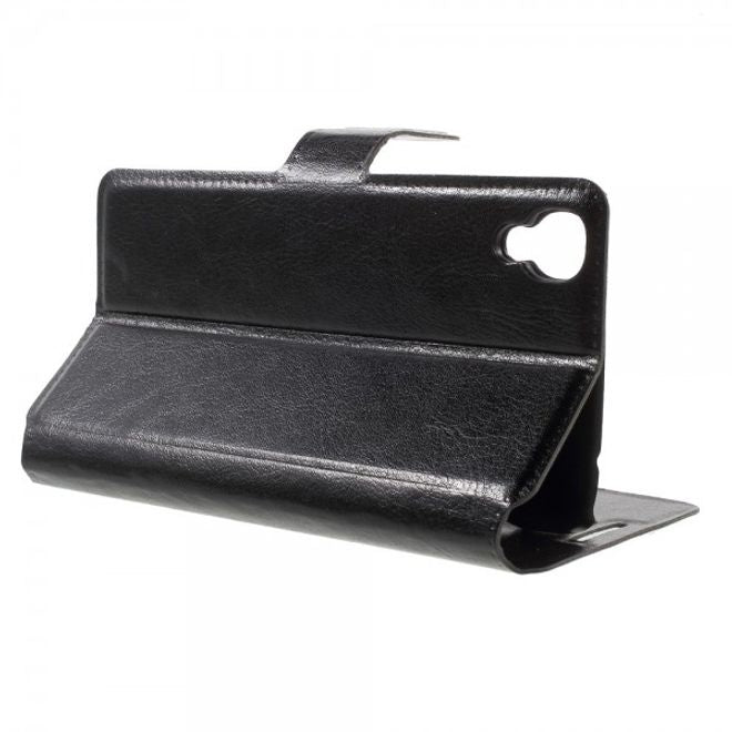 Alcatel One Touch Idol 3 4.7 Klassisches Leder Case mit Standfunktion - schwarz