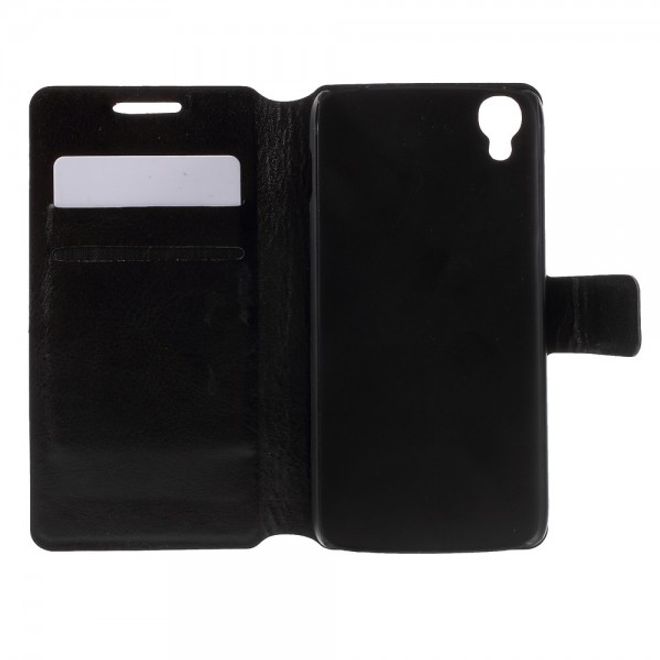 Alcatel One Touch Idol 3 4.7 Klassisches Leder Case mit Standfunktion - schwarz