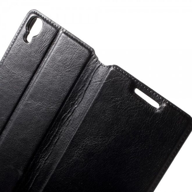 Alcatel One Touch Idol 3 4.7 Klassisches Leder Case mit Standfunktion - schwarz