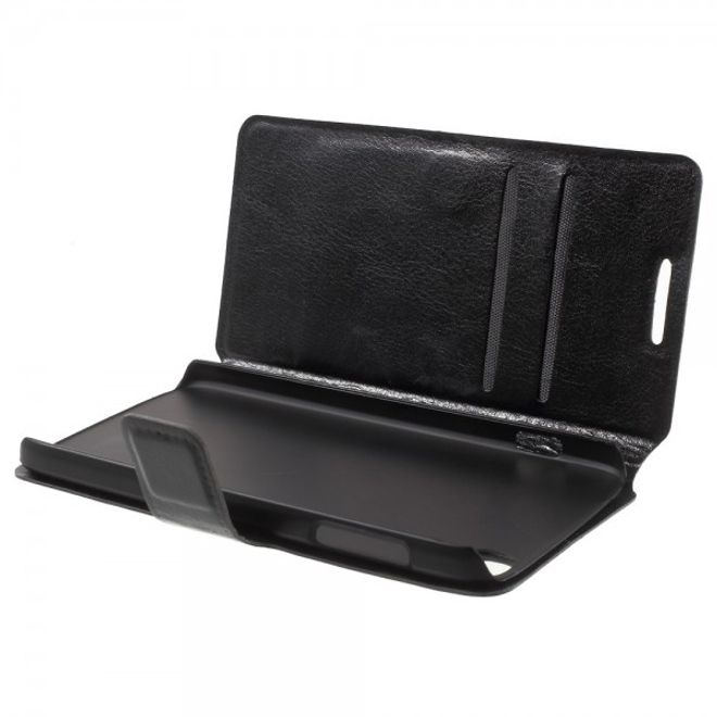 Alcatel One Touch Idol 3 4.7 Klassisches Leder Case mit Standfunktion - schwarz