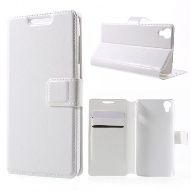 Alcatel One Touch Idol 3 4.7 Klassisches Leder Case mit Standfunktion - weiss