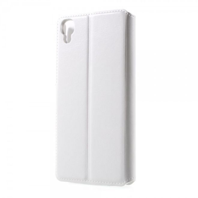 Alcatel One Touch Idol 3 4.7 Klassisches Leder Case mit Standfunktion - weiss