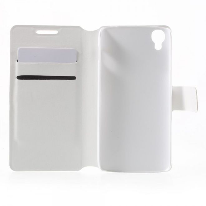 Alcatel One Touch Idol 3 4.7 Klassisches Leder Case mit Standfunktion - weiss
