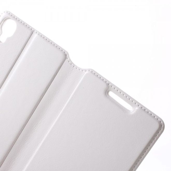 Alcatel One Touch Idol 3 4.7 Klassisches Leder Case mit Standfunktion - weiss