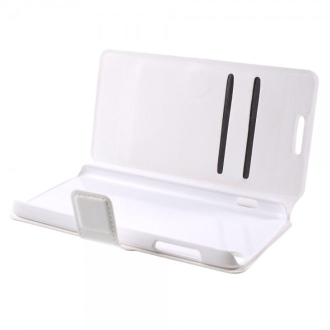 Alcatel One Touch Idol 3 4.7 Klassisches Leder Case mit Standfunktion - weiss
