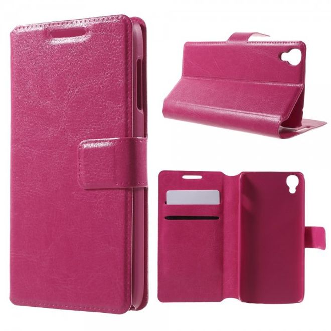 Alcatel One Touch Idol 3 4.7 Klassisches Leder Case mit Standfunktion - rosa