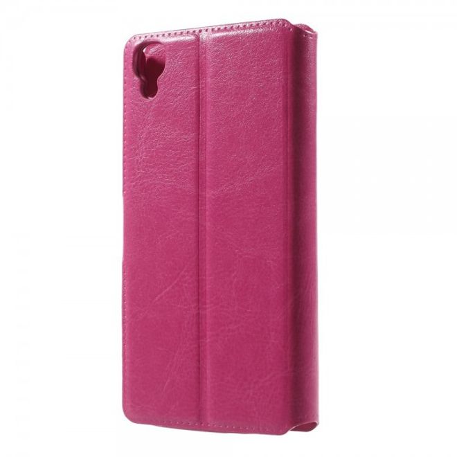 Alcatel One Touch Idol 3 4.7 Klassisches Leder Case mit Standfunktion - rosa