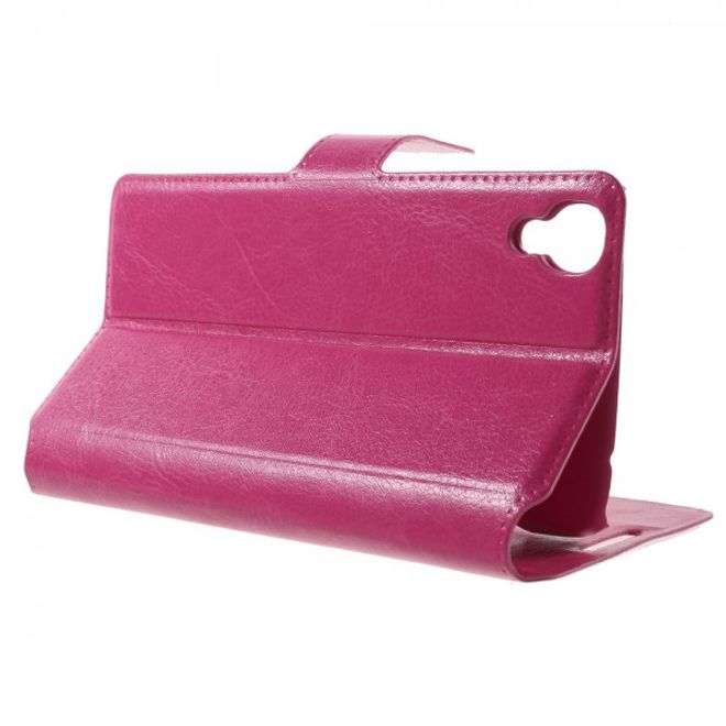 Alcatel One Touch Idol 3 4.7 Klassisches Leder Case mit Standfunktion - rosa