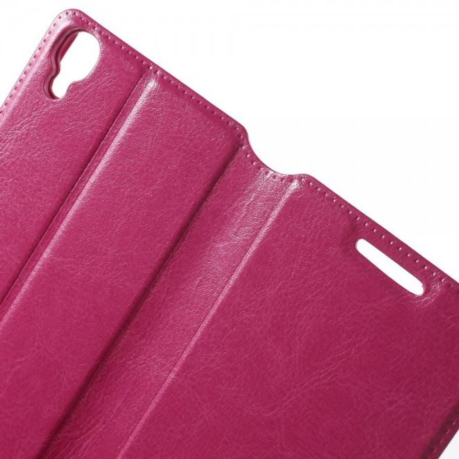 Alcatel One Touch Idol 3 4.7 Klassisches Leder Case mit Standfunktion - rosa
