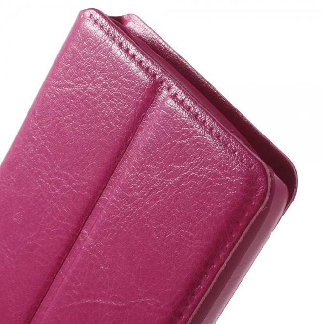 Alcatel One Touch Idol 3 4.7 Klassisches Leder Case mit Standfunktion - rosa