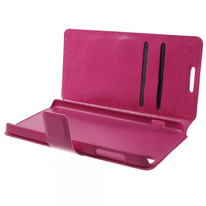 Alcatel One Touch Idol 3 4.7 Klassisches Leder Case mit Standfunktion - rosa