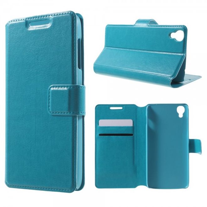 Alcatel One Touch Idol 3 4.7 Klassisches Leder Case mit Standfunktion - blau