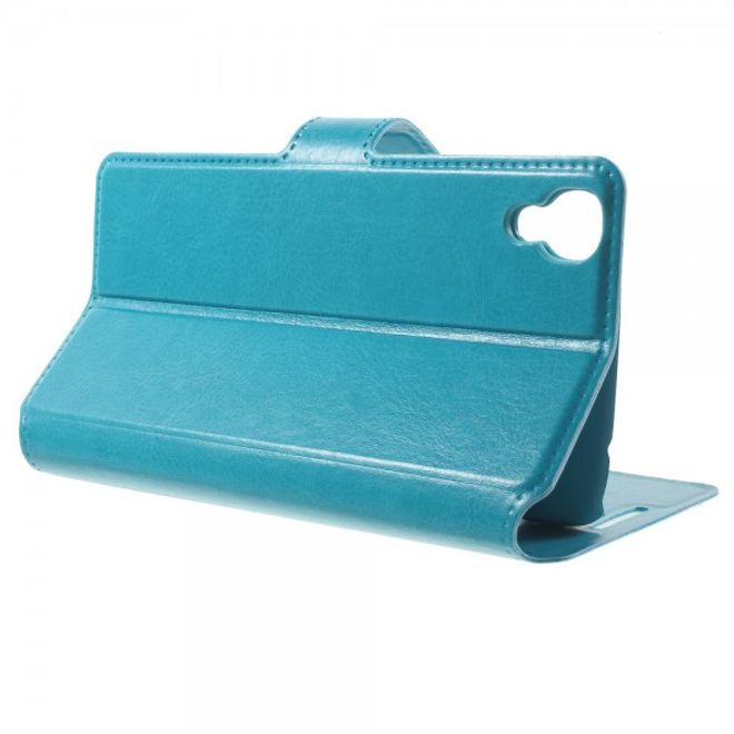 Alcatel One Touch Idol 3 4.7 Klassisches Leder Case mit Standfunktion - blau