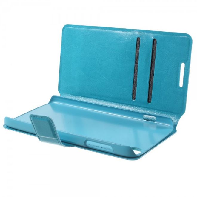 Alcatel One Touch Idol 3 4.7 Klassisches Leder Case mit Standfunktion - blau