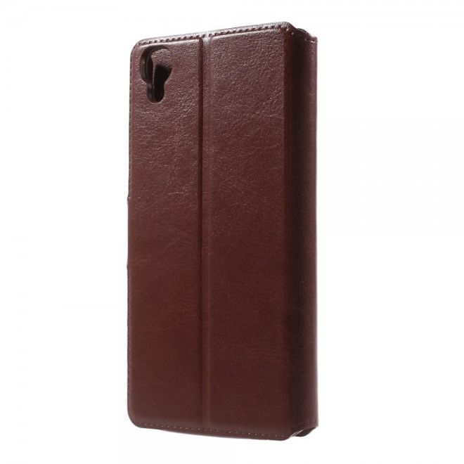 Alcatel One Touch Idol 3 4.7 Klassisches Leder Case mit Standfunktion - braun