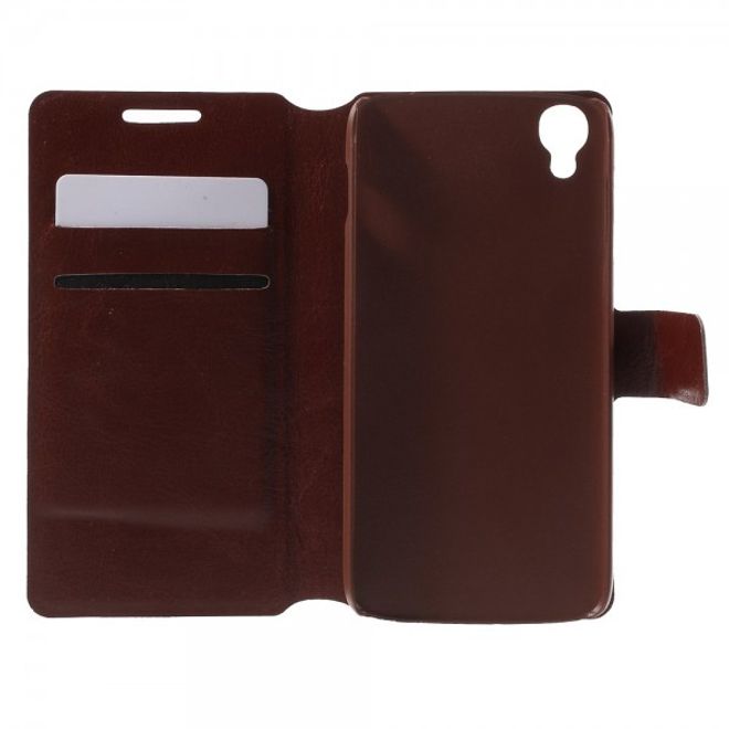 Alcatel One Touch Idol 3 4.7 Klassisches Leder Case mit Standfunktion - braun