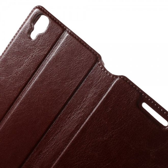 Alcatel One Touch Idol 3 4.7 Klassisches Leder Case mit Standfunktion - braun