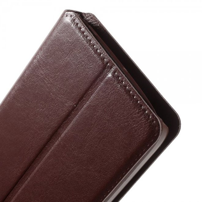 Alcatel One Touch Idol 3 4.7 Klassisches Leder Case mit Standfunktion - braun