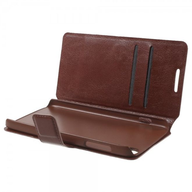 Alcatel One Touch Idol 3 4.7 Klassisches Leder Case mit Standfunktion - braun