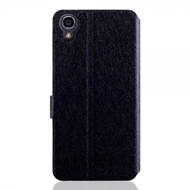 Alcatel One Touch Idol 3 4.7 Leder Case mit seidenartiger Textur und Standfunktion - schwarz
