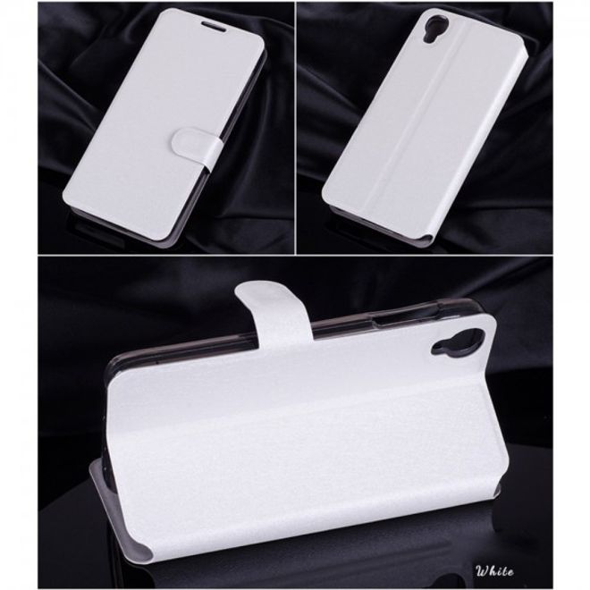 Alcatel One Touch Idol 3 4.7 Leder Case mit seidenartiger Textur und Standfunktion - weiss