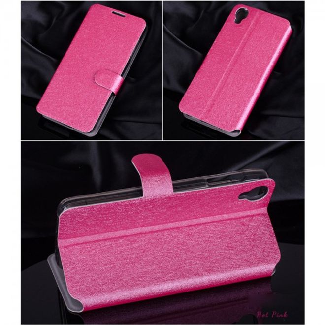 Alcatel One Touch Idol 3 4.7 Leder Case mit seidenartiger Textur und Standfunktion - rosa