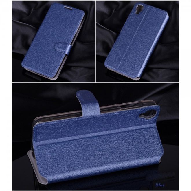 Alcatel One Touch Idol 3 4.7 Leder Case mit seidenartiger Textur und Standfunktion - dunkelblau