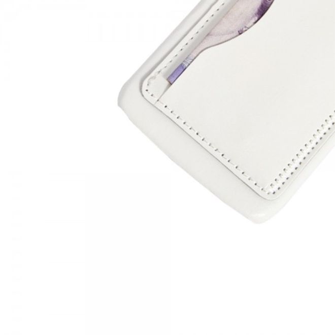 Alcatel One Touch Idol 3 4.7 Hart Plastik Case mit lederartigem Bezug im retro-look - weiss