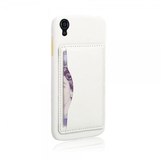 Alcatel One Touch Idol 3 4.7 Hart Plastik Case mit lederartigem Bezug im retro-look - weiss