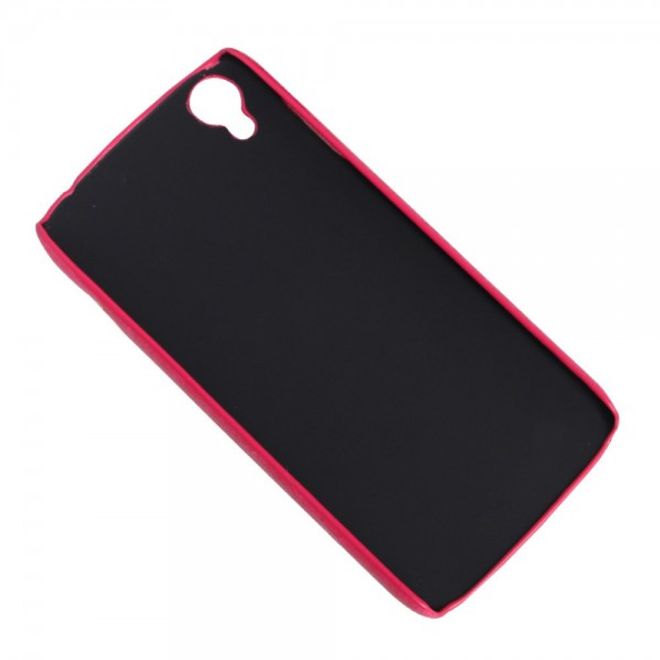 Alcatel One Touch Idol 3 4.7 Hart Plastik Case mit lederartigem Bezug im retro-look - rosa