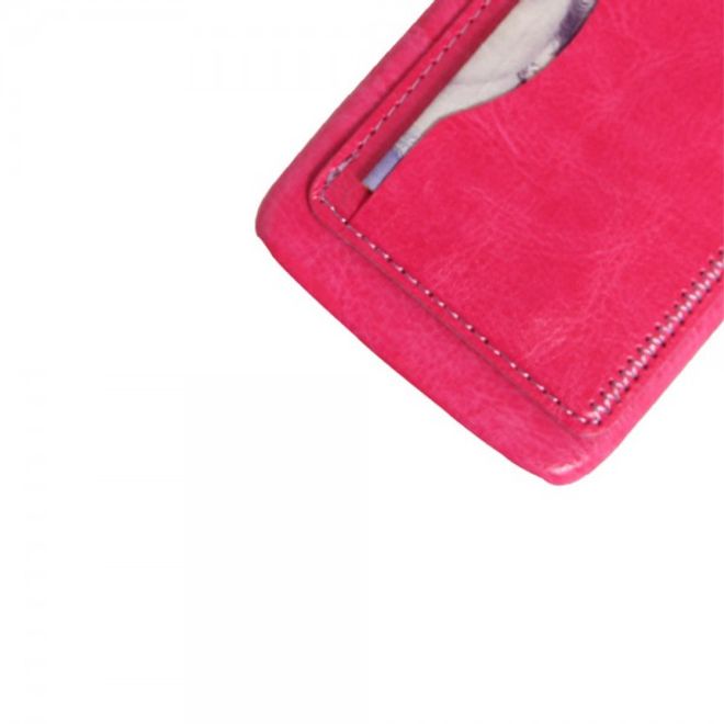 Alcatel One Touch Idol 3 4.7 Hart Plastik Case mit lederartigem Bezug im retro-look - rosa