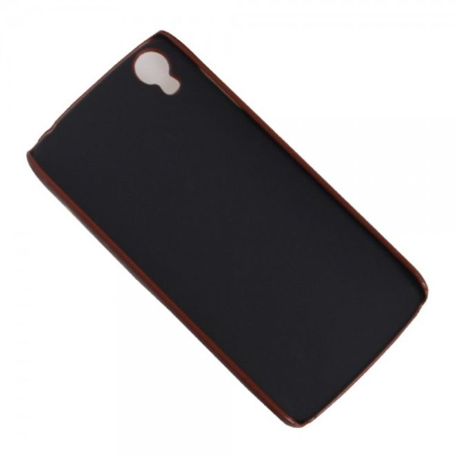 Alcatel One Touch Idol 3 4.7 Hart Plastik Case mit lederartigem Bezug im retro-look - braun