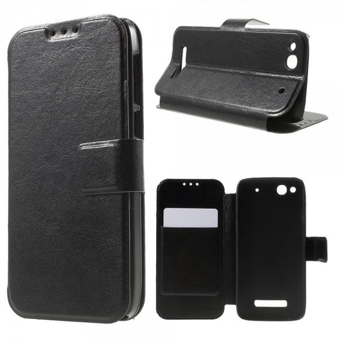Alcatel One Touch Idol Alpha Crazy Horse Leder Case - schwarz
